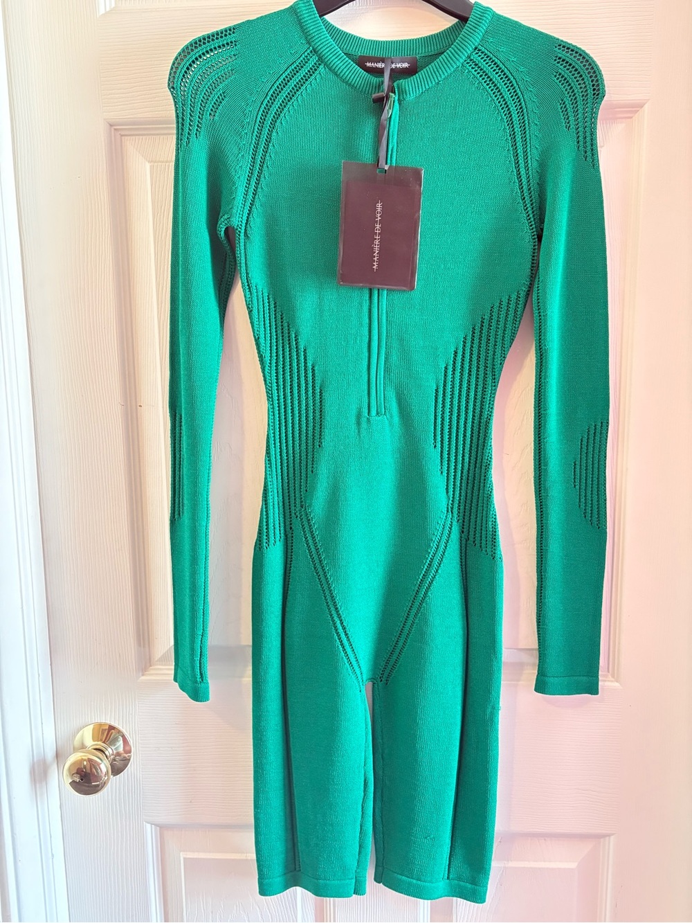 Manière De Voir Emerald Green Long-Sleeve Knit Romper